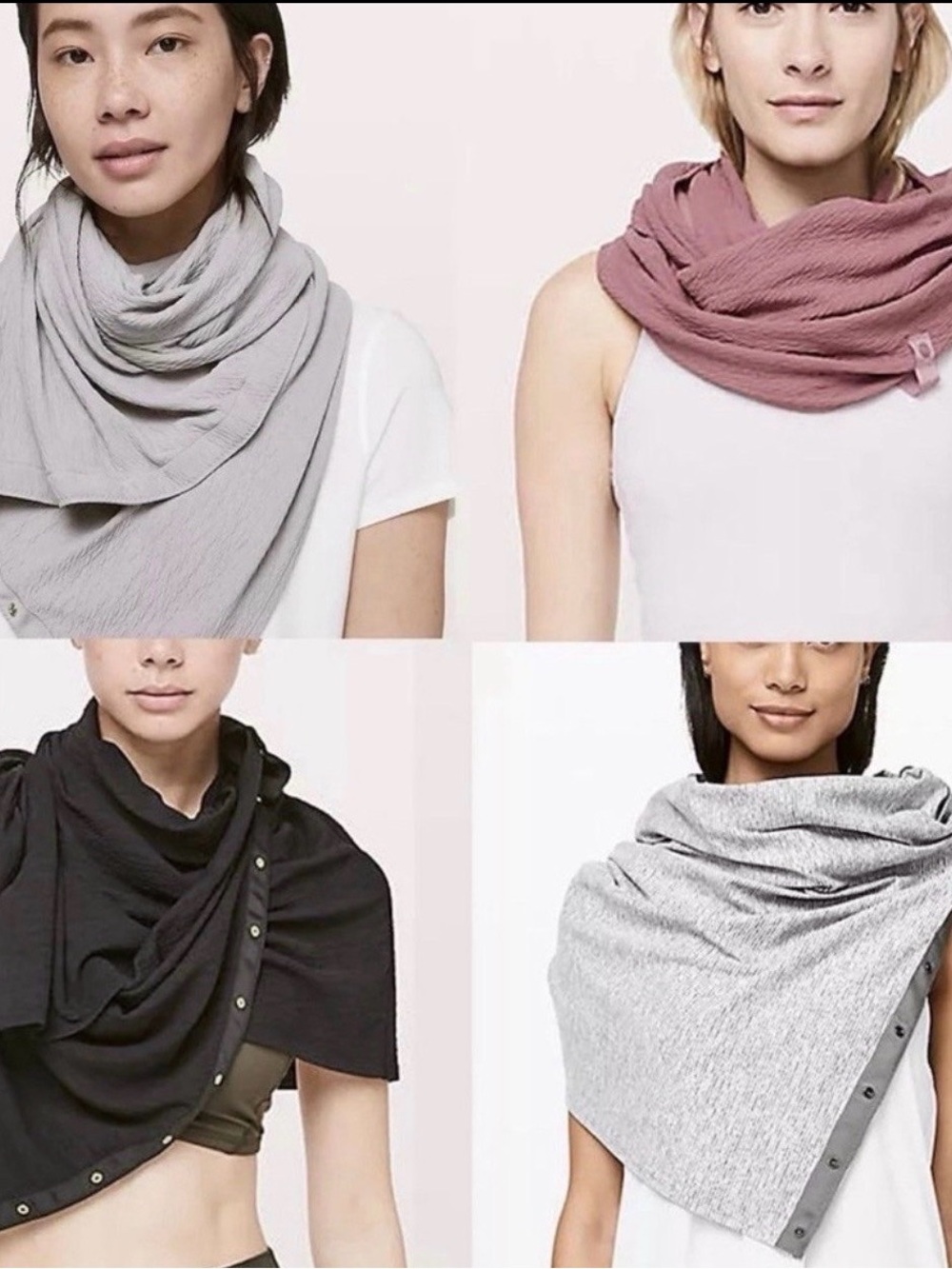 lululemon athletica Wrap Scarf Trio in Grey, Dusty Rose & Black